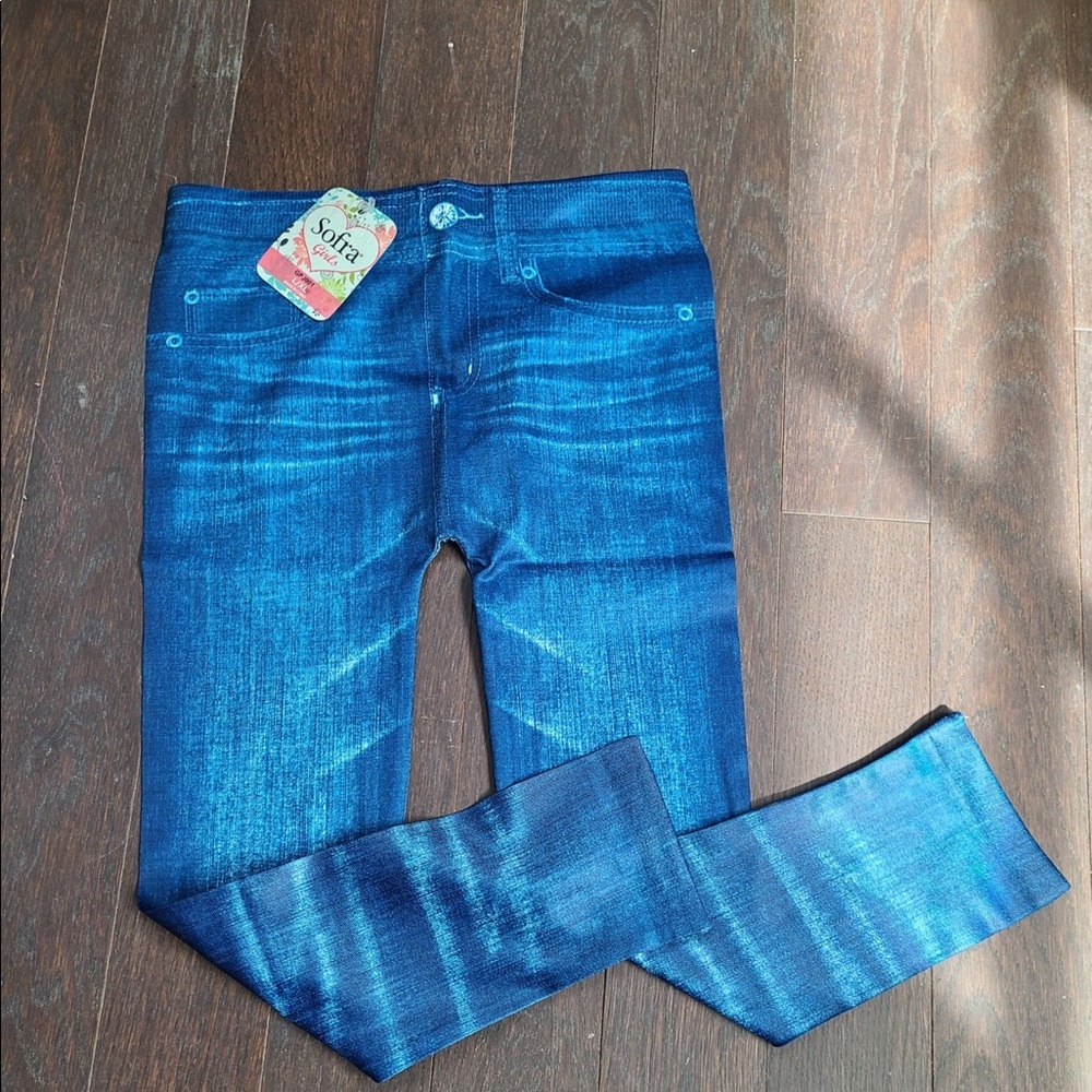 Sofra Brand~"Jeans Look" Leggings for Girls~Blue or Black Color